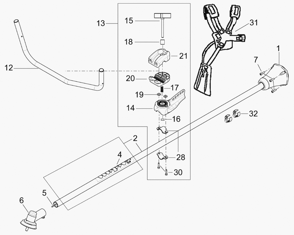 Схема штанги для триммера