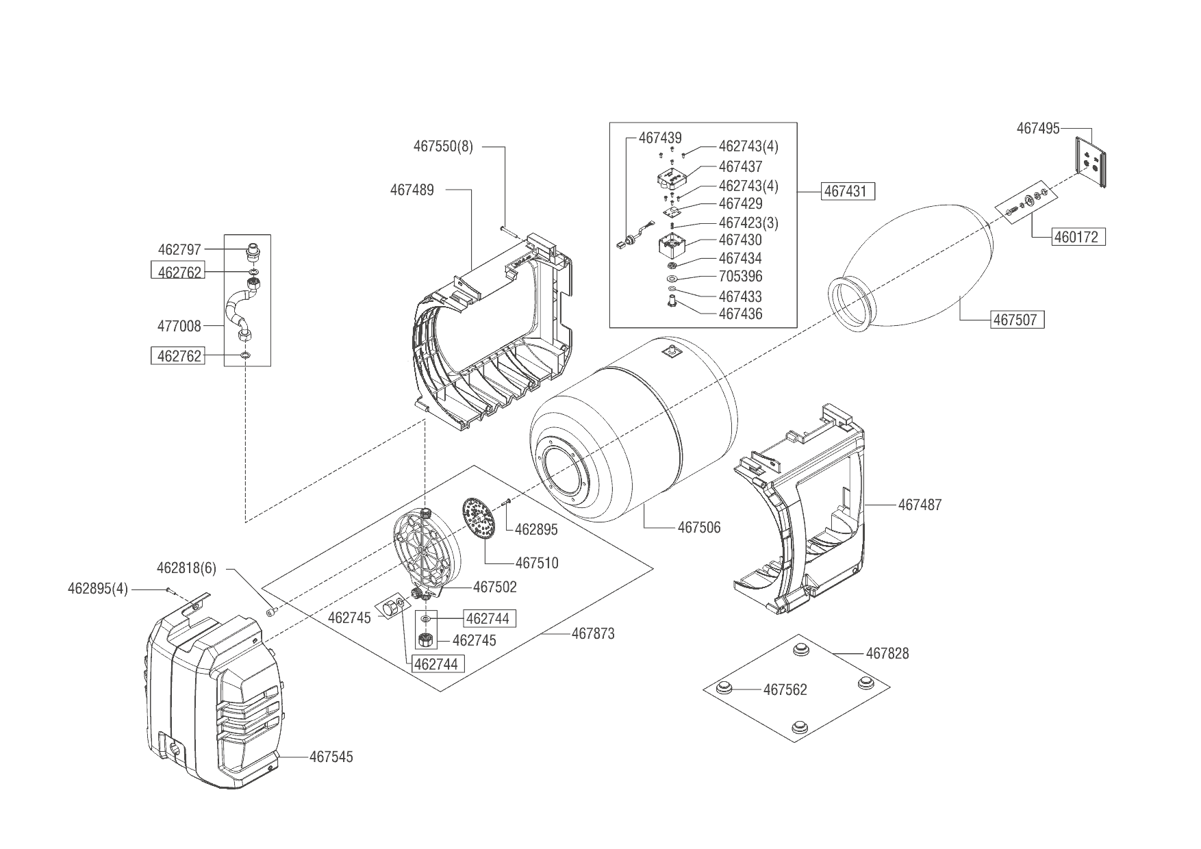 Запчасти 1 АЛКО AL-KO насосная станция HW 6000 FMS Premium Артикул: 112852  с 01/2014 года