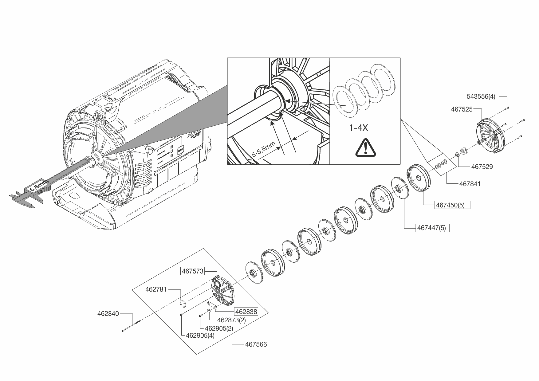 Запчасти 1 АЛКО AL-KO насосная станция HW 6000 FMS Premium Артикул: 112852  с 01/2013 до 01/2014 года